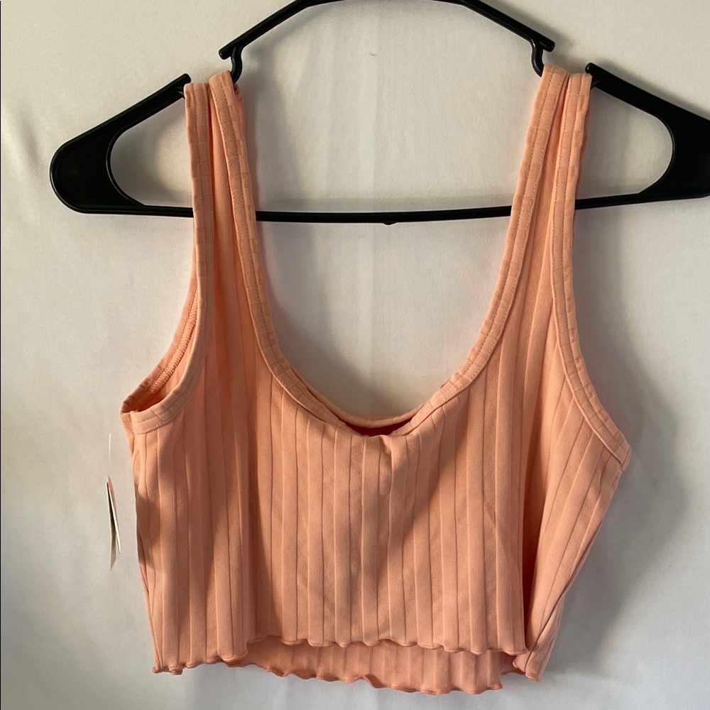 Aerie Coral‎ Ribbed Crop Top - Picture 3 of 4
